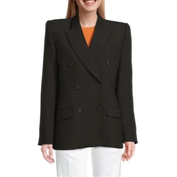 KHAITE NWT Nathan Virgin Wool Blend Double Breasted Blazer Jacket Black 8 - Picture 1 of 9